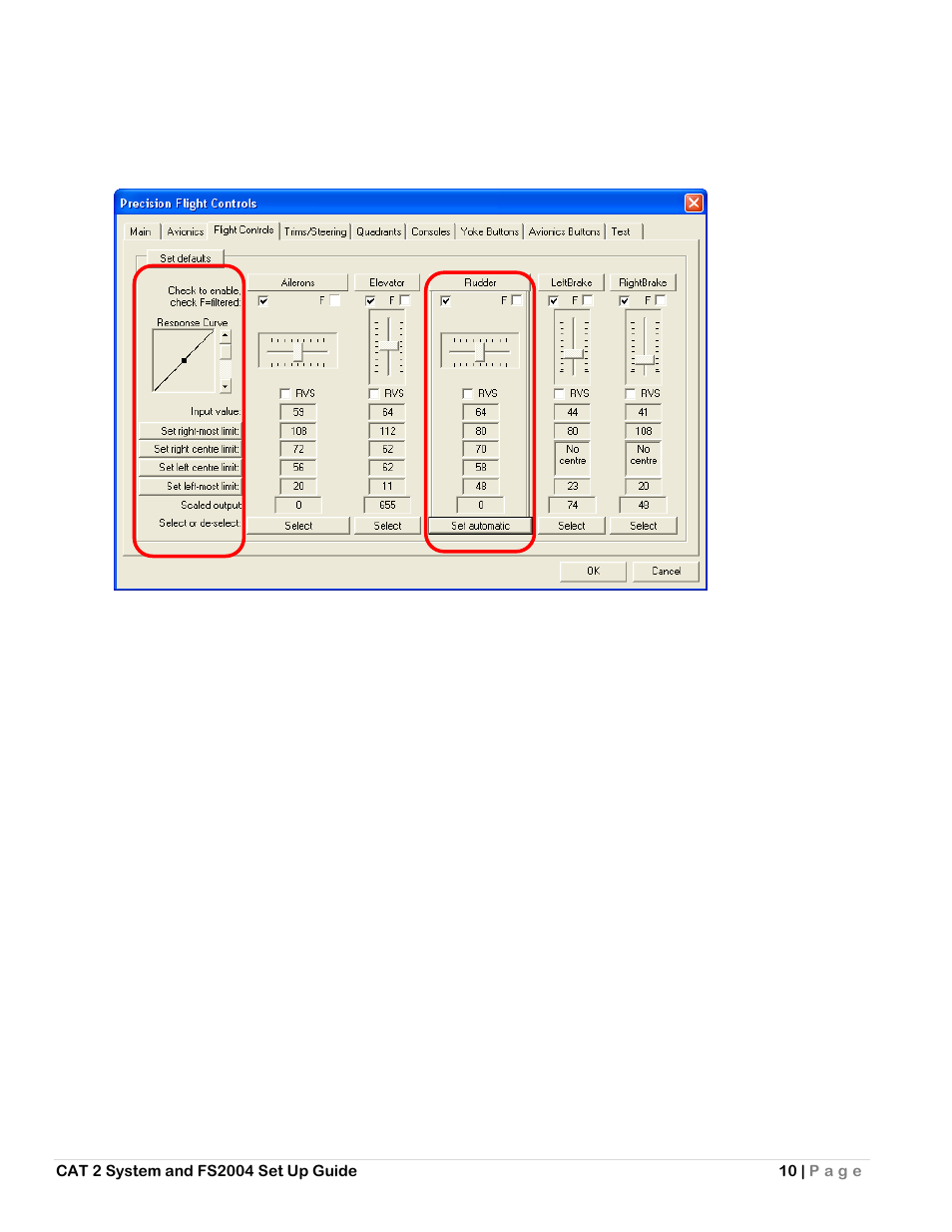 Rudder calibration | Precision Flight Serial CAT II and Microsoft Flight Simulator 9 (2004) User Manual | Page 10 / 14