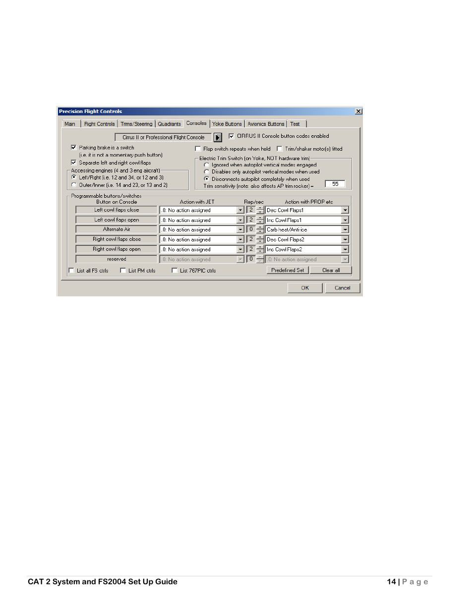 Additional options | Precision Flight Serial CAT II and Microsoft Flight Simulator 9 (2004) User Manual | Page 14 / 14