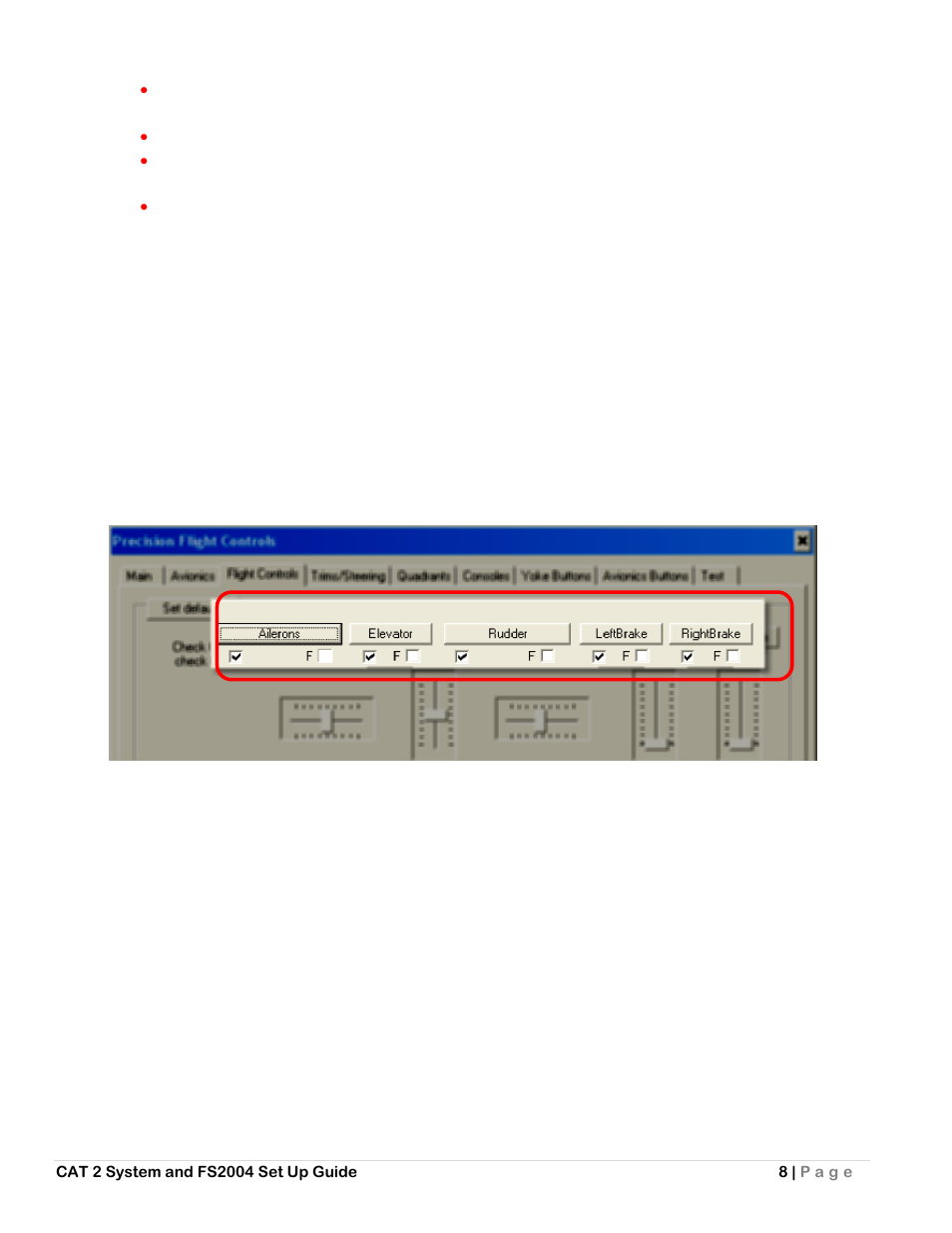 E. enable and calibrate flight controls, Enable flight controls | Precision Flight Serial CAT II and Microsoft Flight Simulator 9 (2004) User Manual | Page 8 / 14
