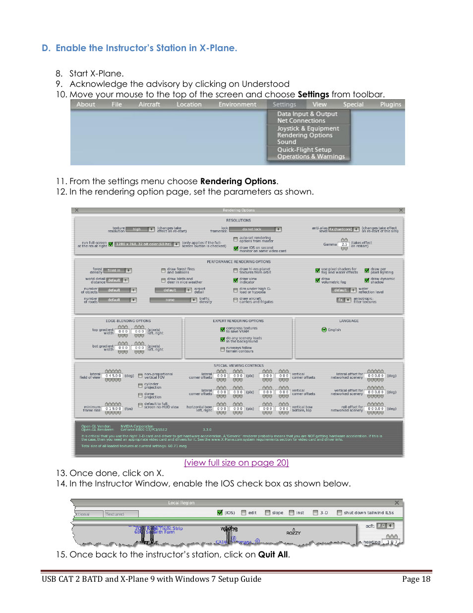 D. enable the instructor’s station in x-plane | Precision Flight USB CAT II and X-Plane 9 User Manual | Page 18 / 20