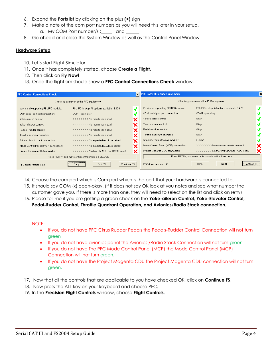 Precision Flight Serial CAT III and Microsoft Flight Simulator 9 (2004) User Manual | Page 4 / 9