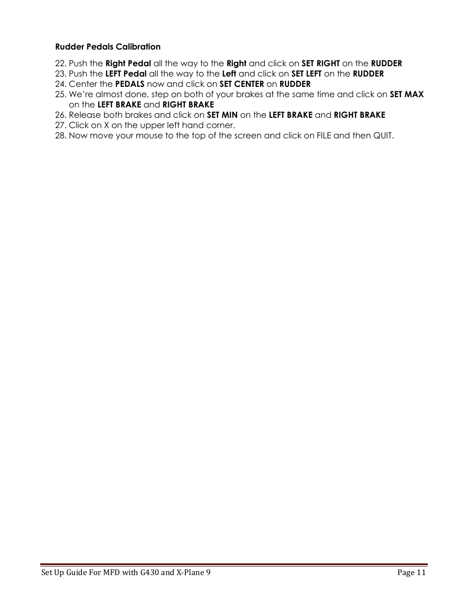 Rudder pedals calibration | Precision Flight Modular Flight Deck with GNS430 and X-Plane 9 User Manual | Page 11 / 23