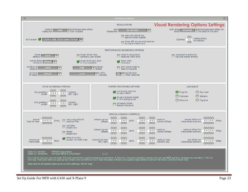 Visual rendering option full size | Precision Flight Modular Flight Deck with GNS430 and X-Plane 9 User Manual | Page 23 / 23