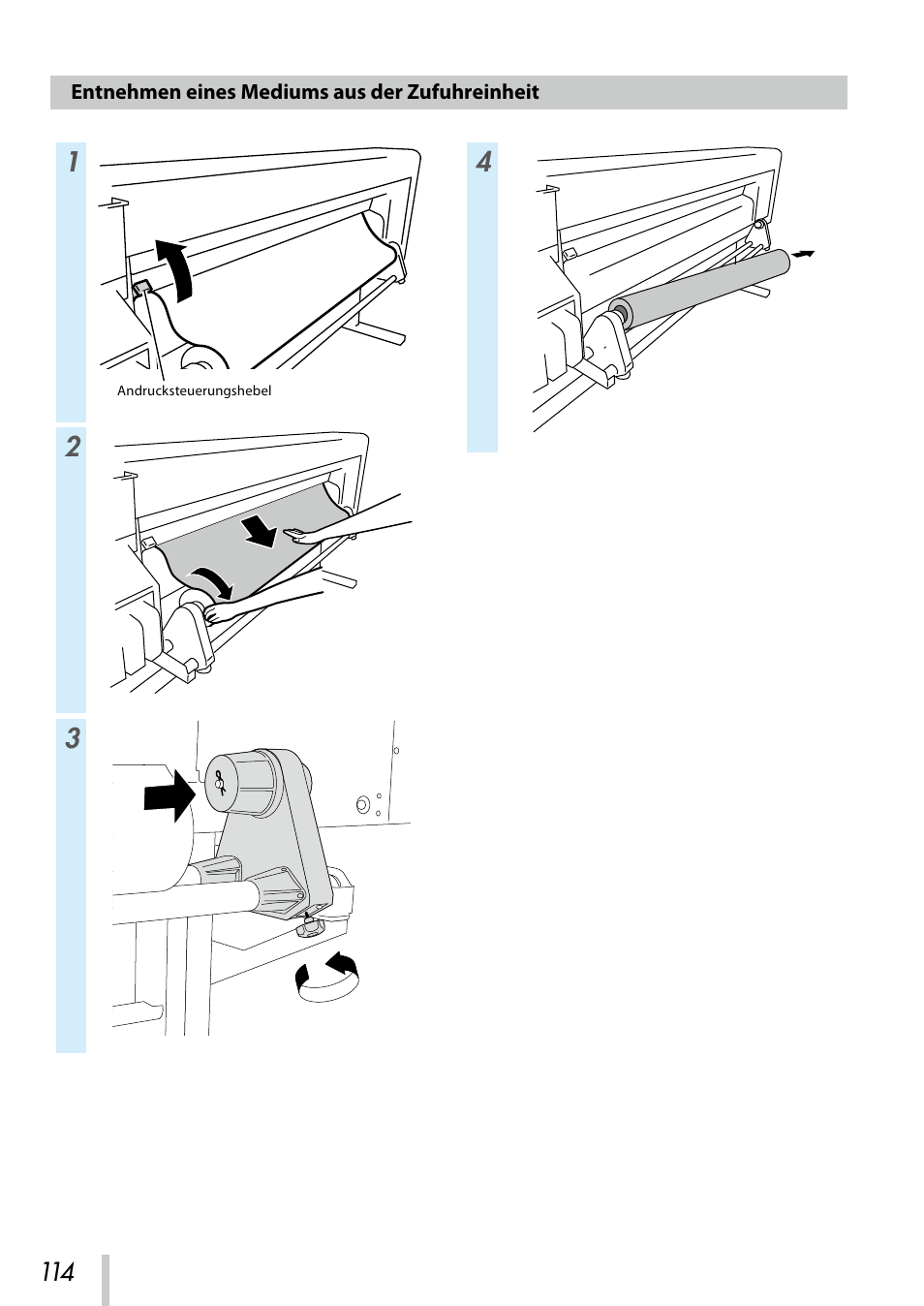 Entnehmen eines mediums aus der zufuhreinheit | Oki ColorPainter E-64s User Manual | Page 115 / 209