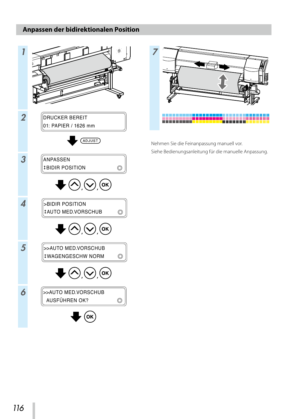 Anpassen der bidirektionalen position | Oki ColorPainter E-64s User Manual | Page 117 / 209