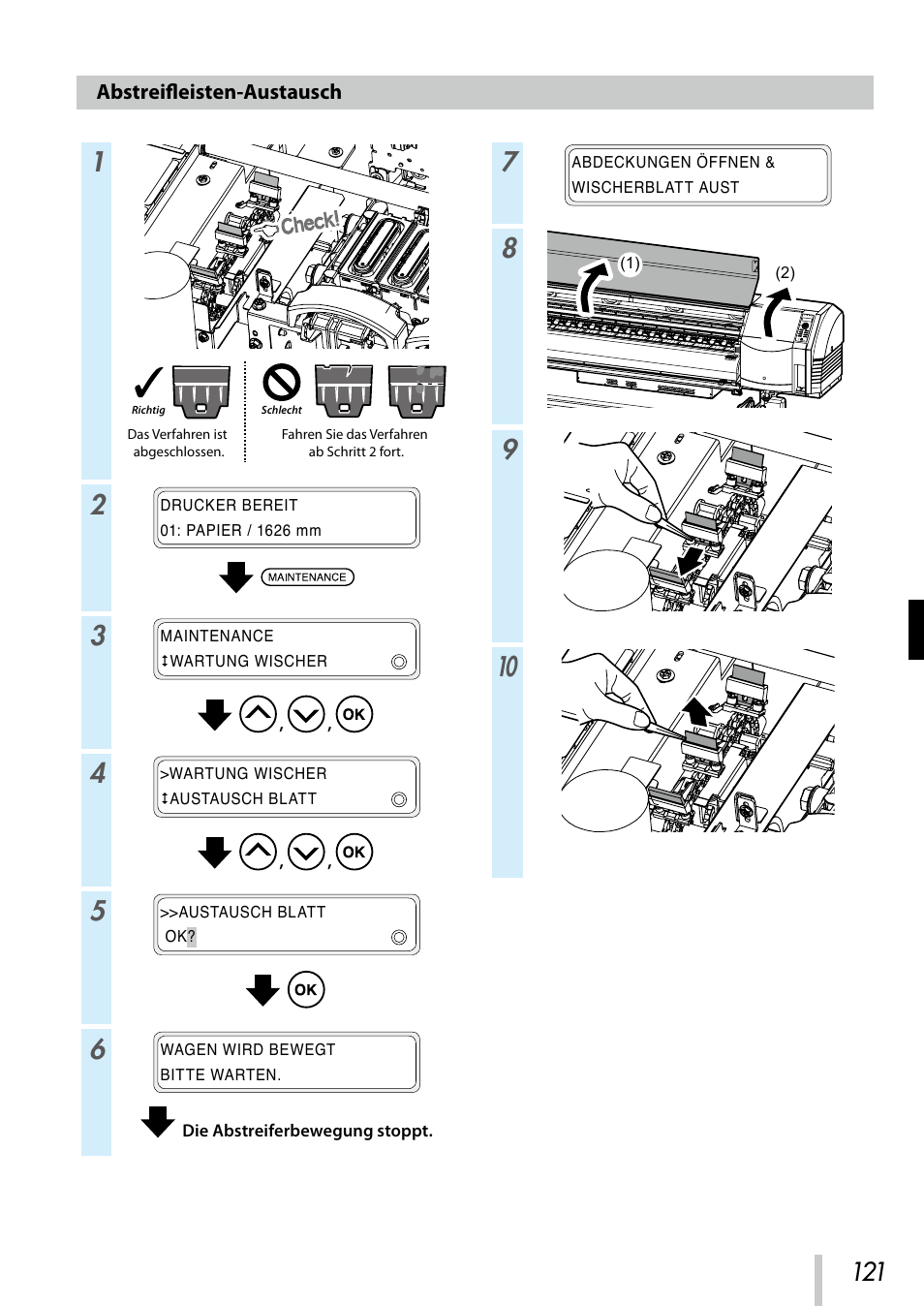 Abstreifleisten-austausch | Oki ColorPainter E-64s User Manual | Page 122 / 209