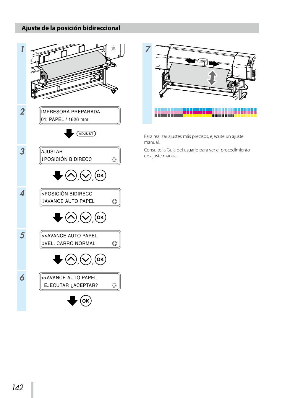 Ajuste de la posición bidireccional | Oki ColorPainter E-64s User Manual | Page 143 / 209