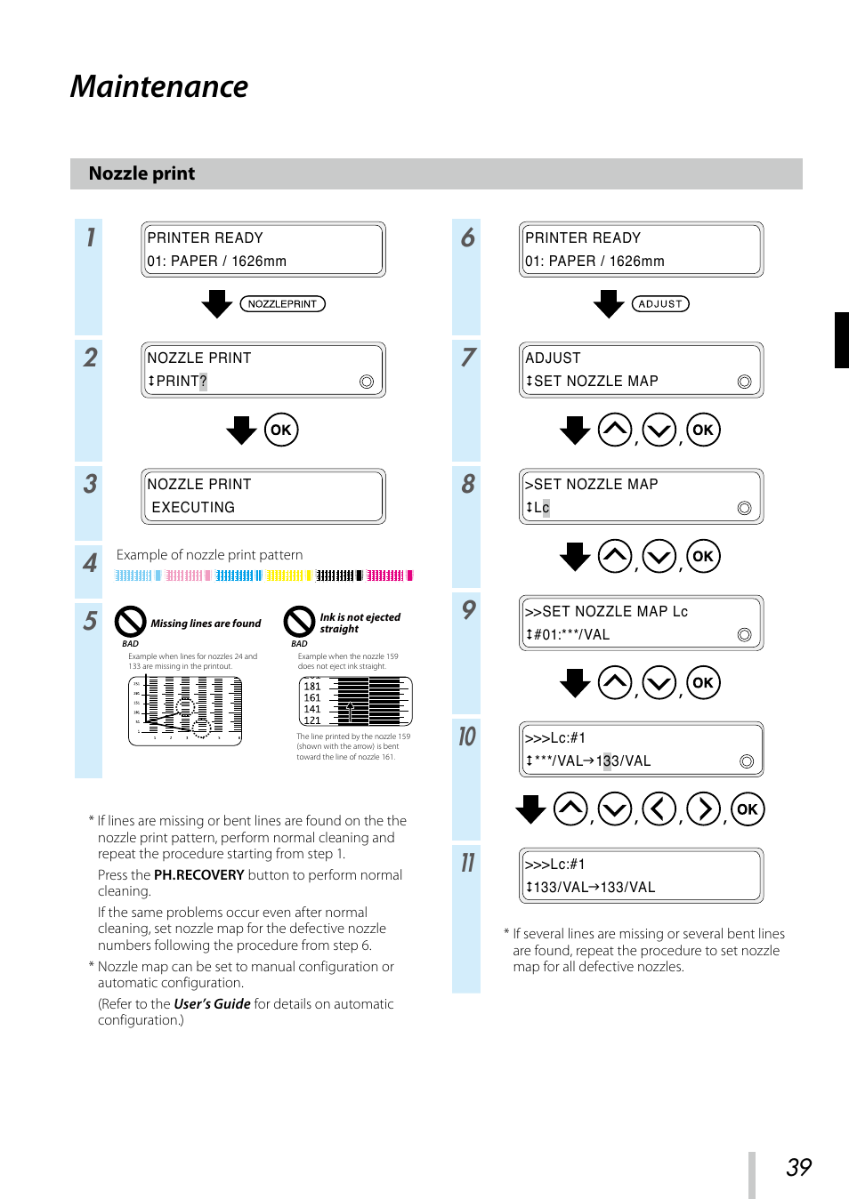 Maintenance, Nozzle print | Oki ColorPainter E-64s User Manual | Page 40 / 209