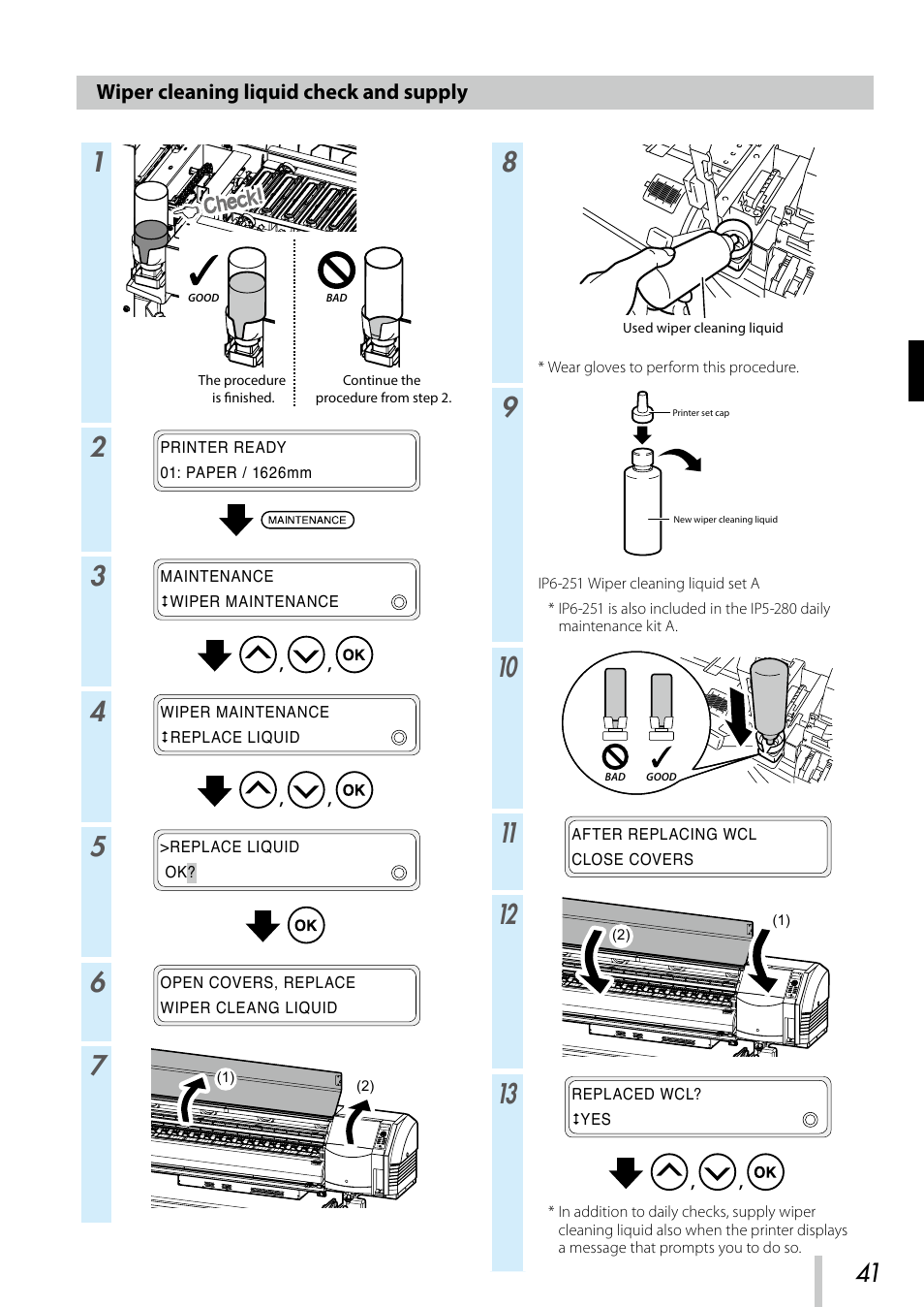 Wiper cleaning liquid check and supply | Oki ColorPainter E-64s User Manual | Page 42 / 209