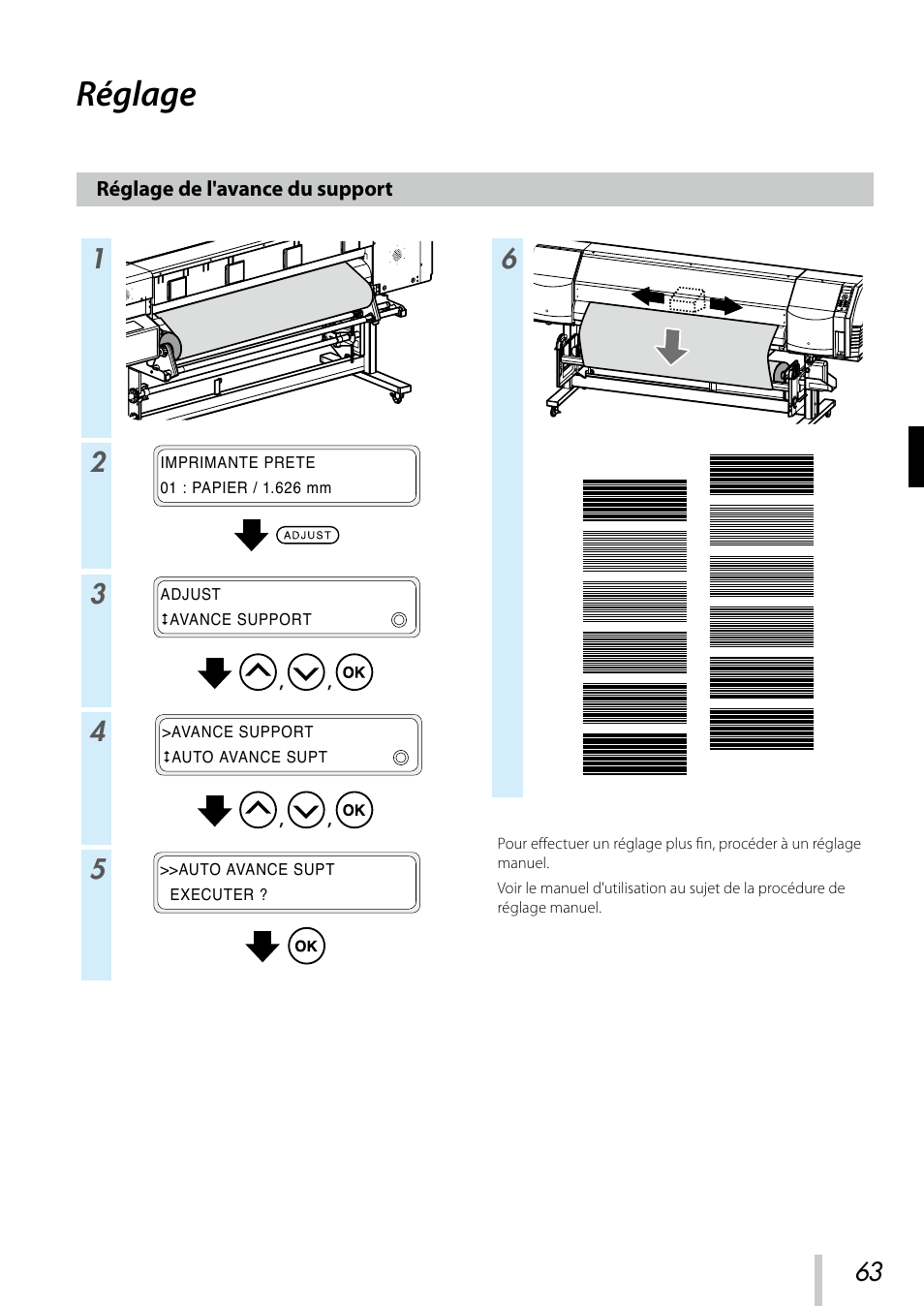 Réglage, Réglage de l'avance du support | Oki ColorPainter E-64s User Manual | Page 64 / 209