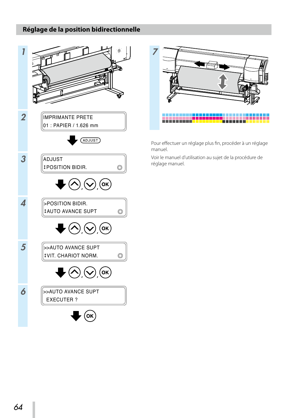 Réglage de la position bidirectionnelle | Oki ColorPainter E-64s User Manual | Page 65 / 209