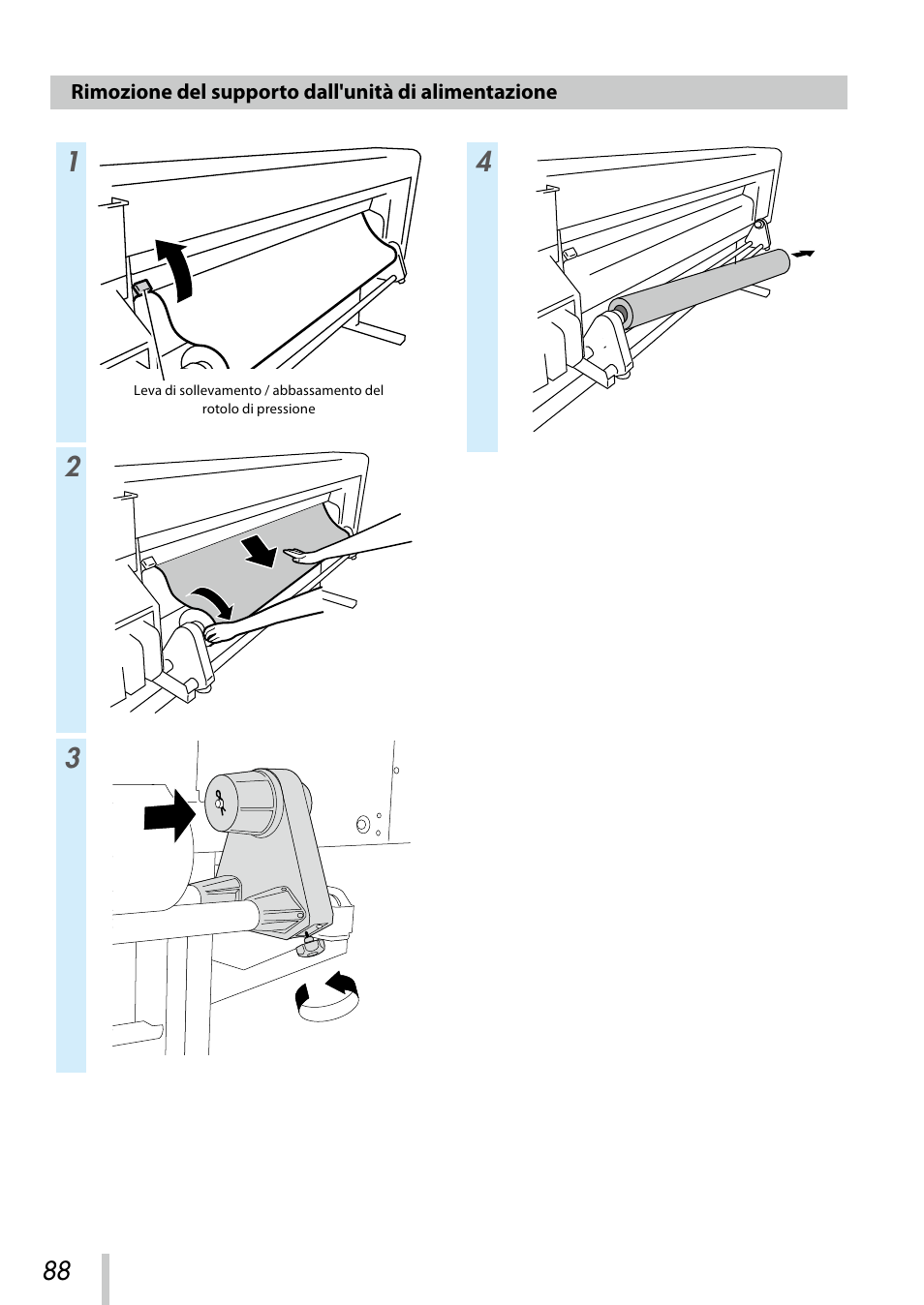 Rimozione del supporto dall'unità di alimentazione | Oki ColorPainter E-64s User Manual | Page 89 / 209