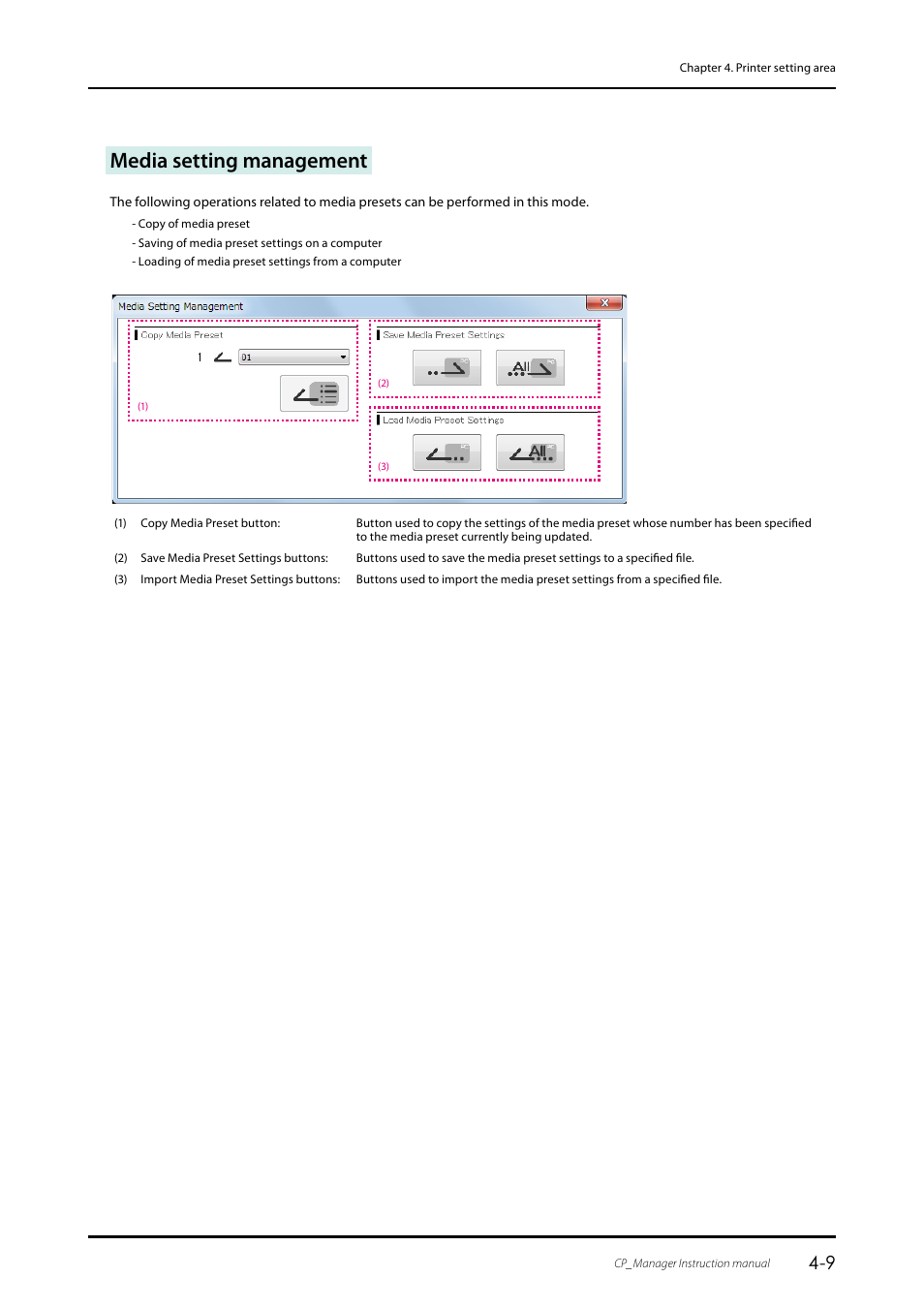 Media setting management | Oki ColorPainter E-64s User Manual | Page 29 / 43