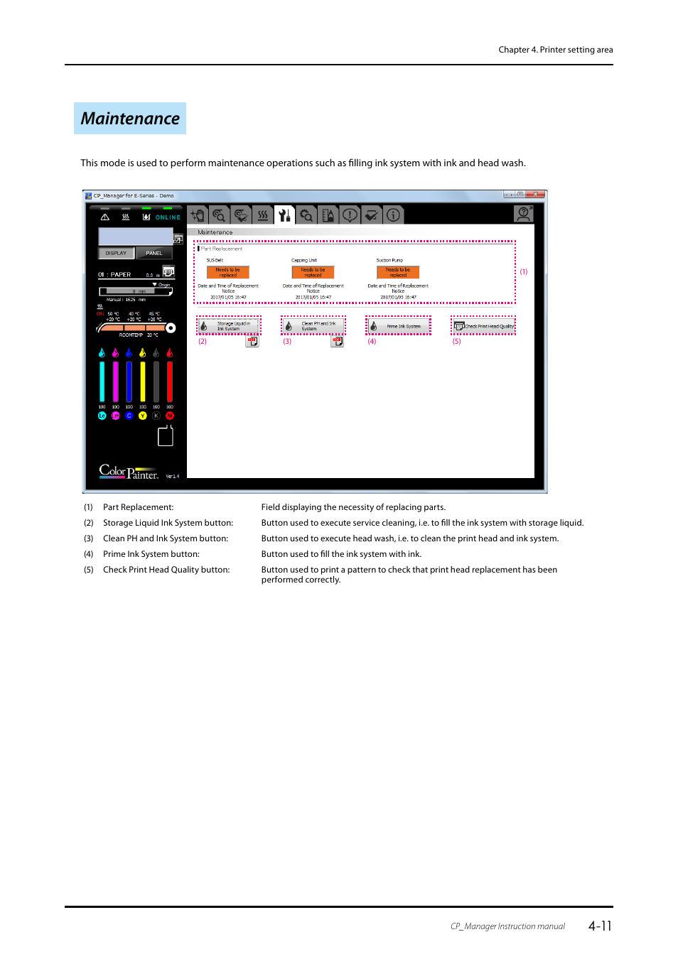 Maintenance, Maintenance ………………………………………………………………………………… 4-11, Maintenance ………………………………………………………………………… 4-11 | Oki ColorPainter E-64s User Manual | Page 31 / 43