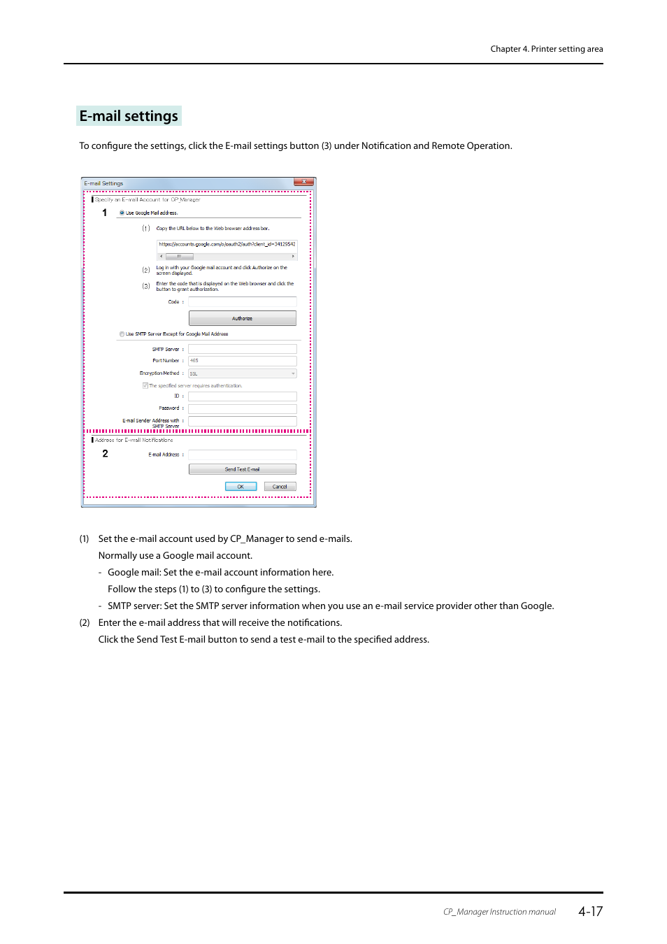 E-mail settings | Oki ColorPainter E-64s User Manual | Page 37 / 43