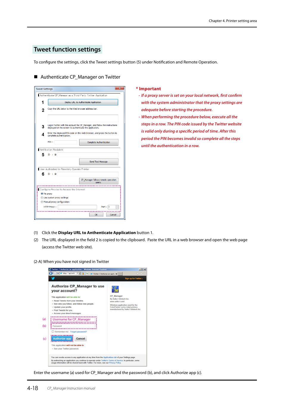 Tweet function settings | Oki ColorPainter E-64s User Manual | Page 38 / 43