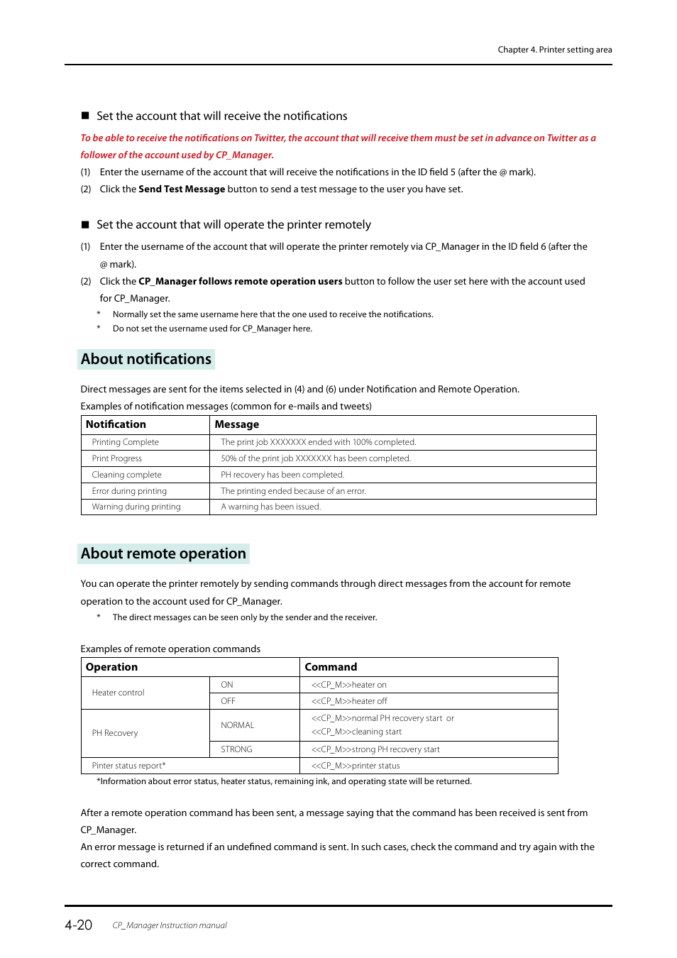 About notifications, About remote operation | Oki ColorPainter E-64s User Manual | Page 40 / 43