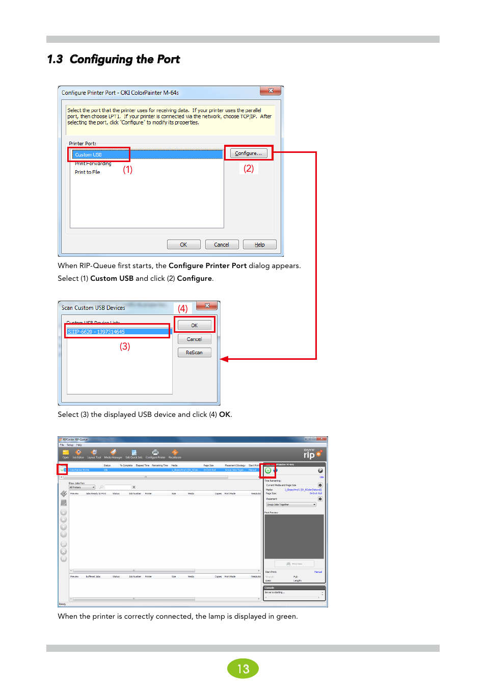 3 configuring the port, 13 1.3 configuring the port | Oki ColorPainter E-64s User Manual | Page 13 / 146