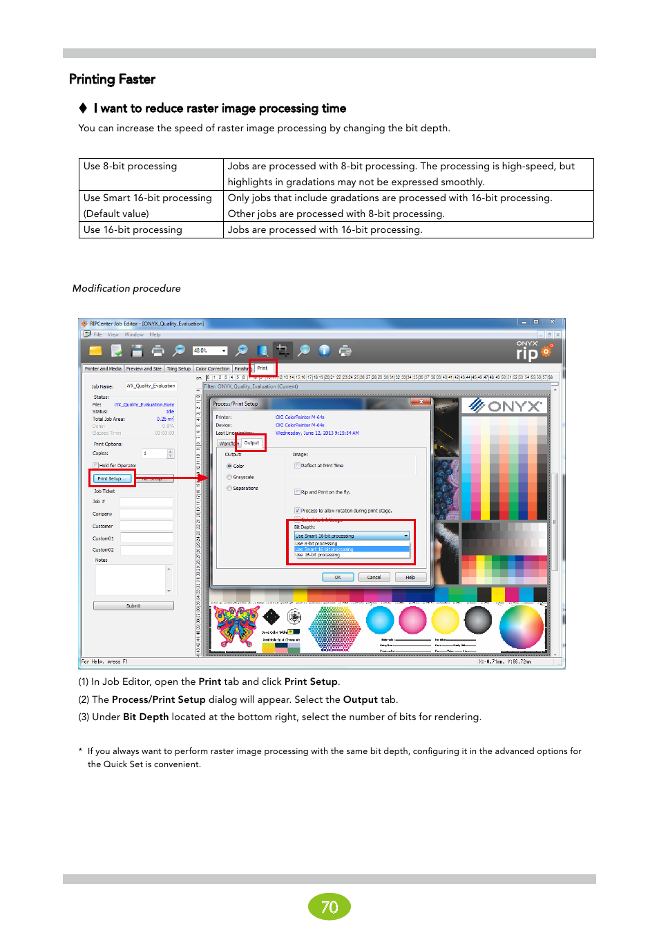 Printing faster, I want to reduce raster image processing time | Oki ColorPainter E-64s User Manual | Page 70 / 146