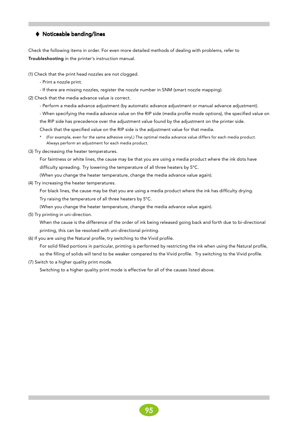 Noticeable banding/lines | Oki ColorPainter E-64s User Manual | Page 95 / 146