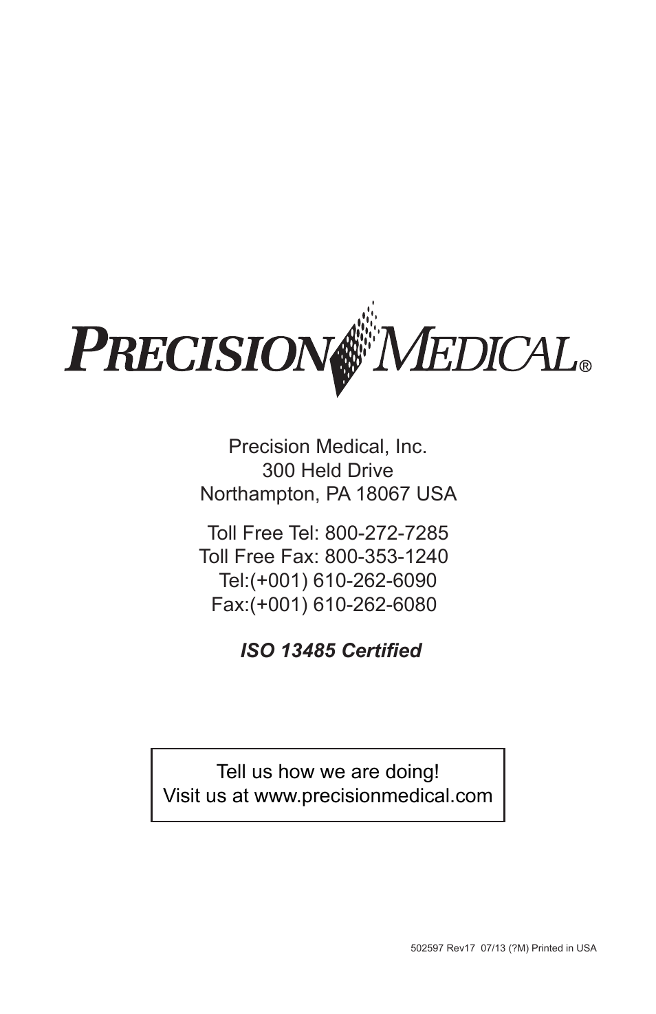 Precision Medical PM15 EasyAir Compressor User Manual | Page 12 / 12