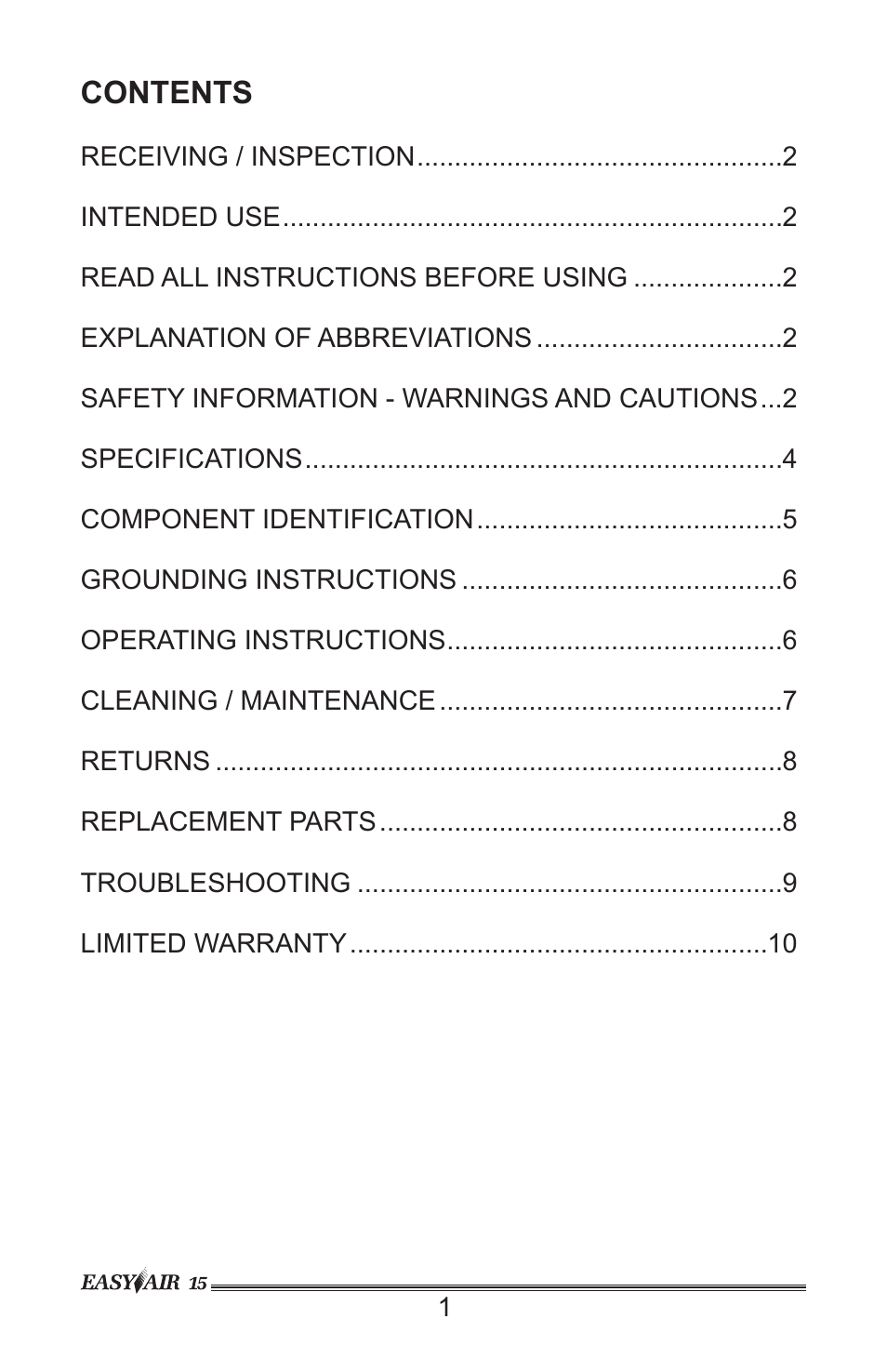 Precision Medical PM15 EasyAir Compressor User Manual | Page 2 / 12