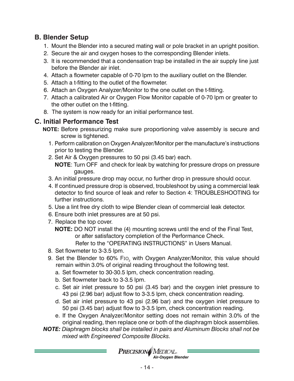 Precision Medical Air-Oxygen Blender User Manual | Page 15 / 34