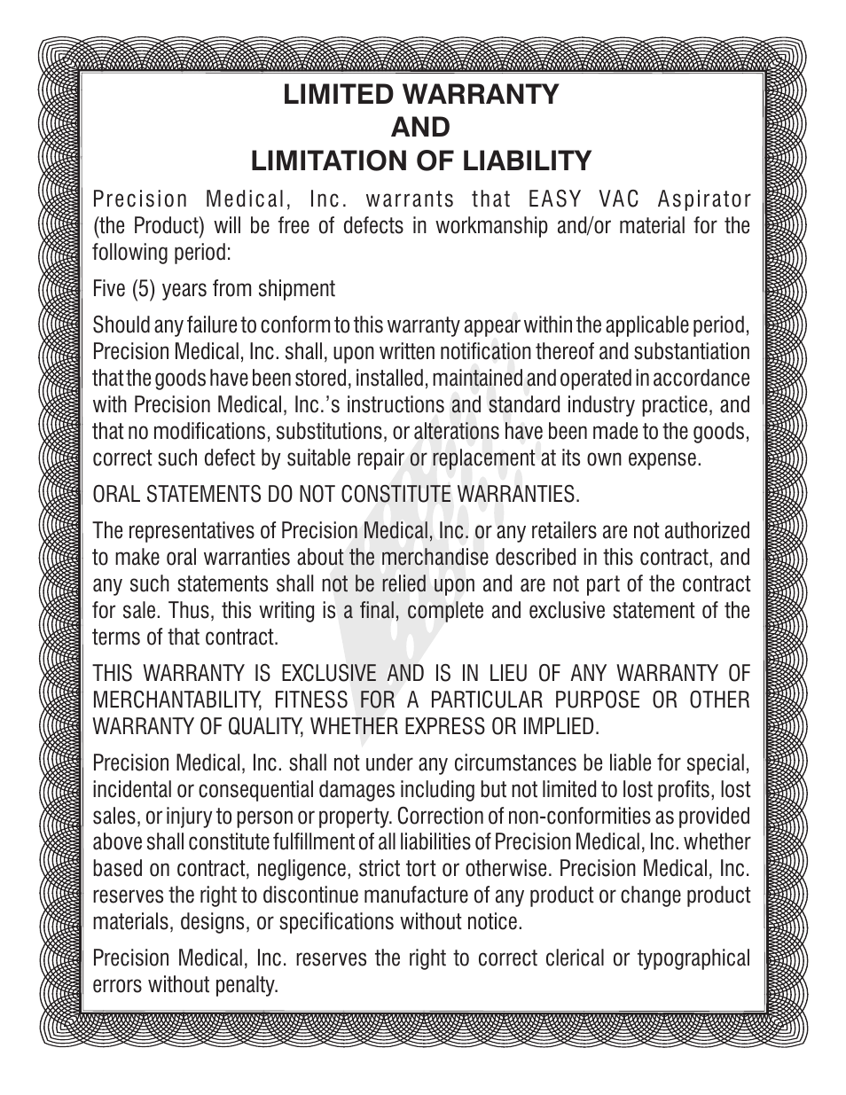 Precision Medical PM60 EasyVac Aspirator User Manual | Page 11 / 12