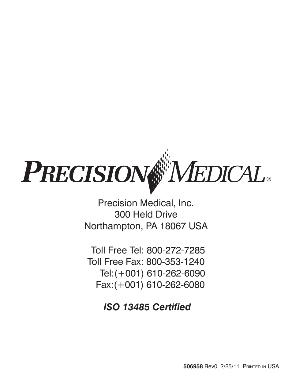 Precision Medical PM60 EasyVac Aspirator User Manual | Page 12 / 12