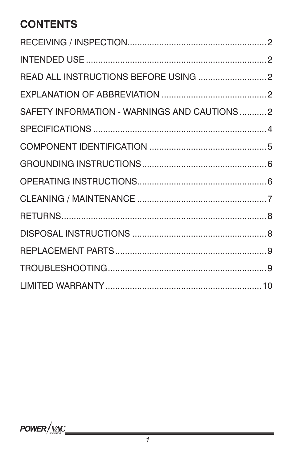 Precision Medical PM61 PowerVac Aspirator User Manual | Page 2 / 12