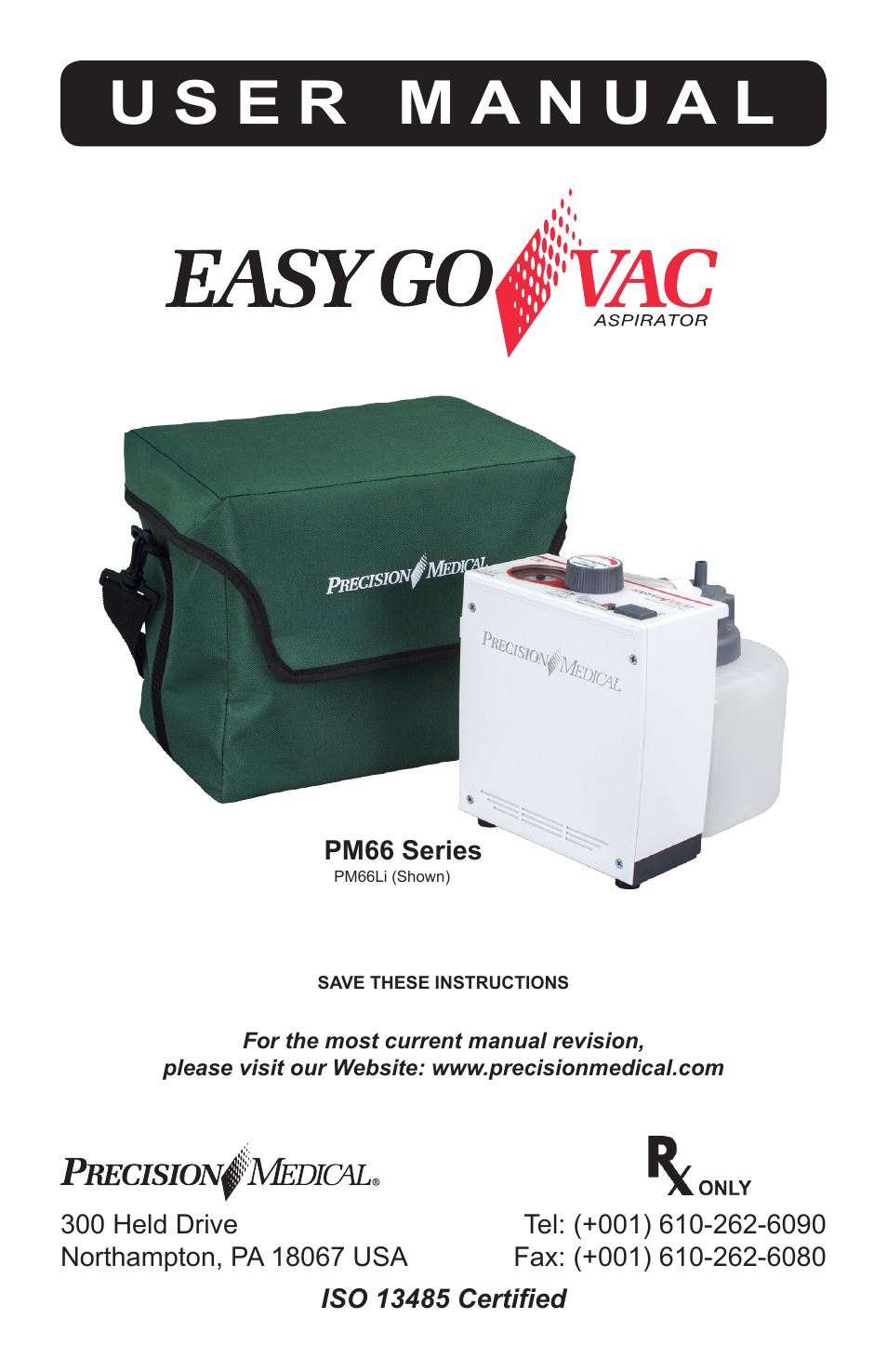 Precision Medical PM66 EasyGoVac Aspirator User Manual | 16 pages