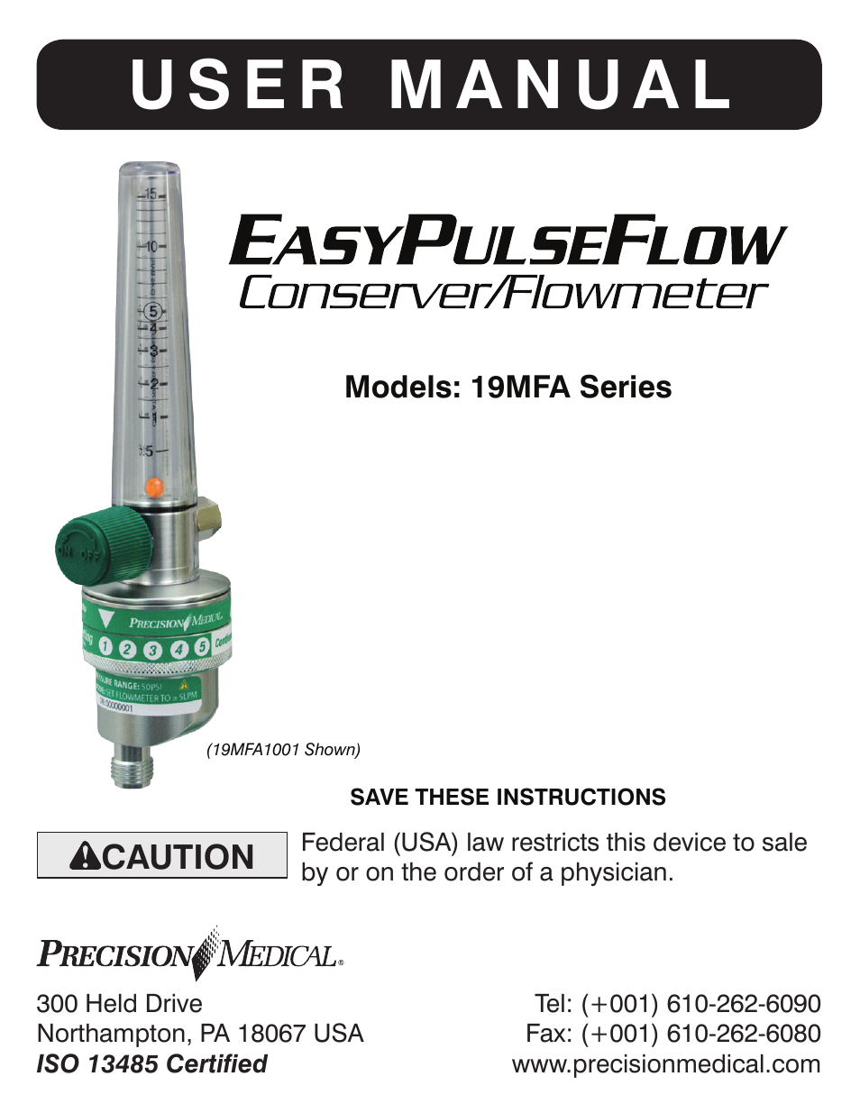 Precision Medical Conserving Flowmeter User Manual | 12 pages