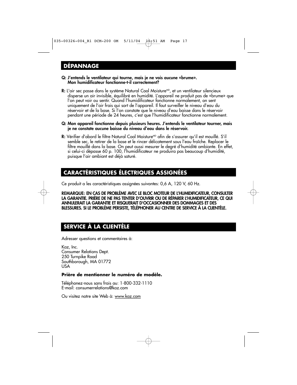 Duracraft DCM-200 User Manual | Page 17 / 27