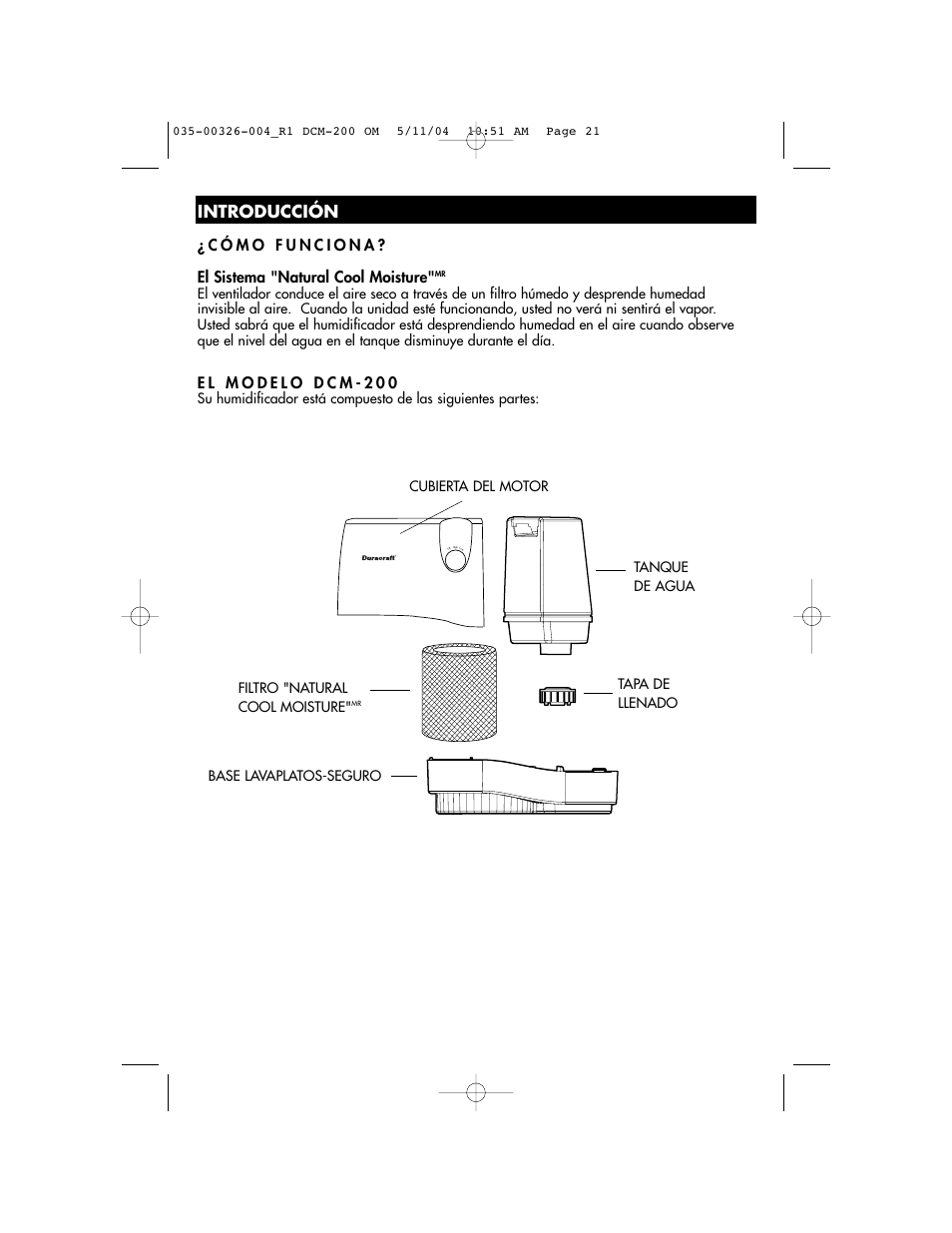 Introducción | Duracraft DCM-200 User Manual | Page 21 / 27