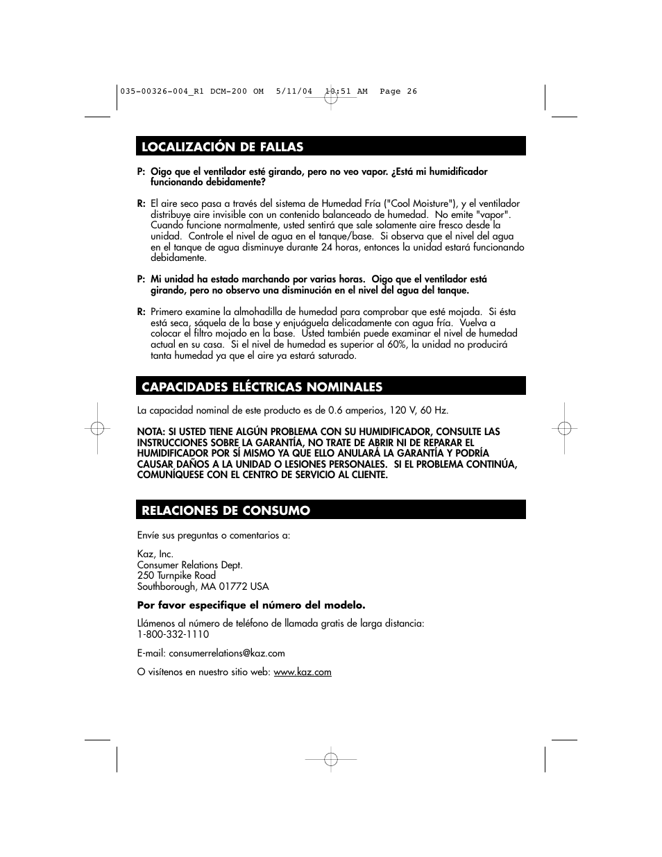 Duracraft DCM-200 User Manual | Page 26 / 27