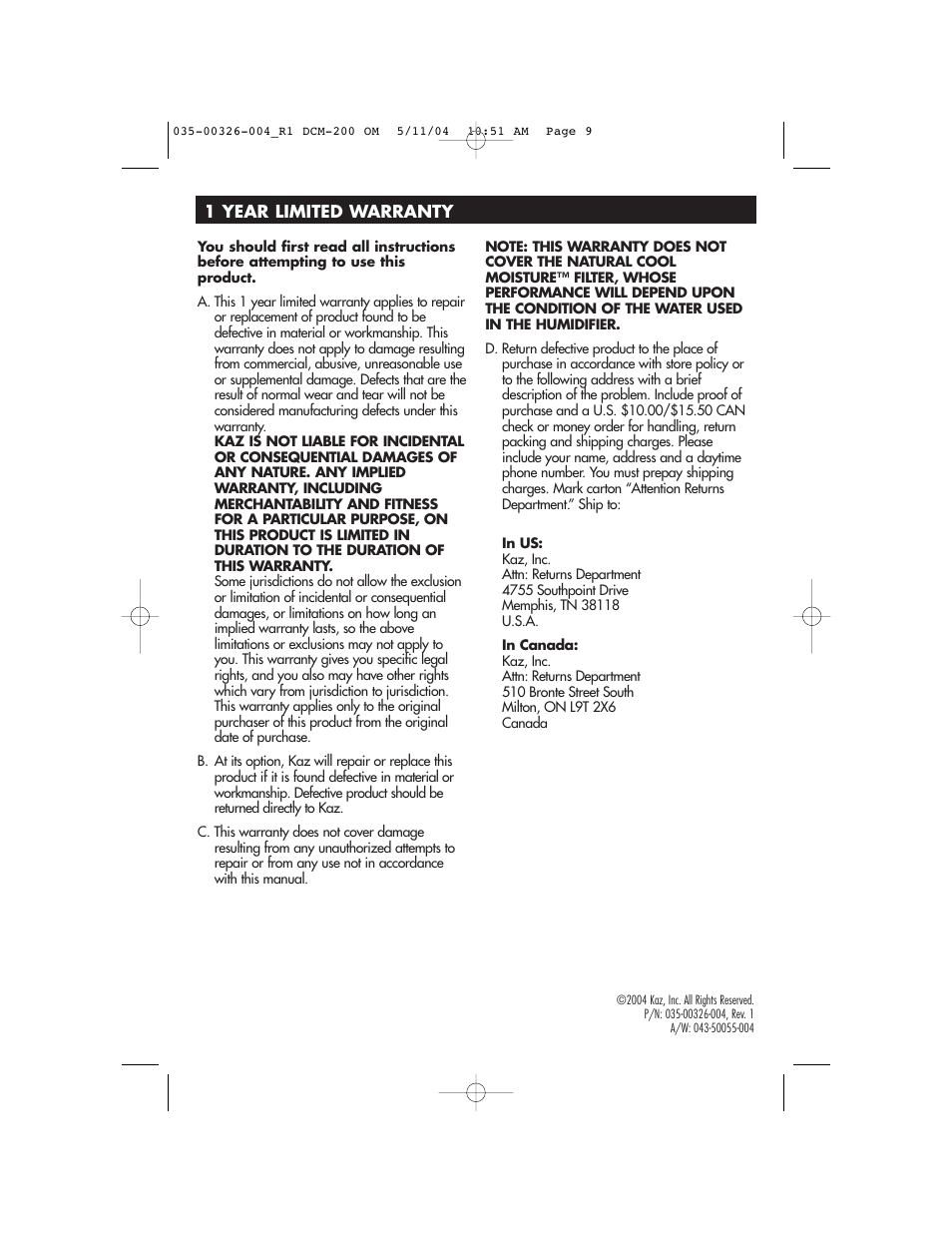 Duracraft DCM-200 User Manual | Page 9 / 27