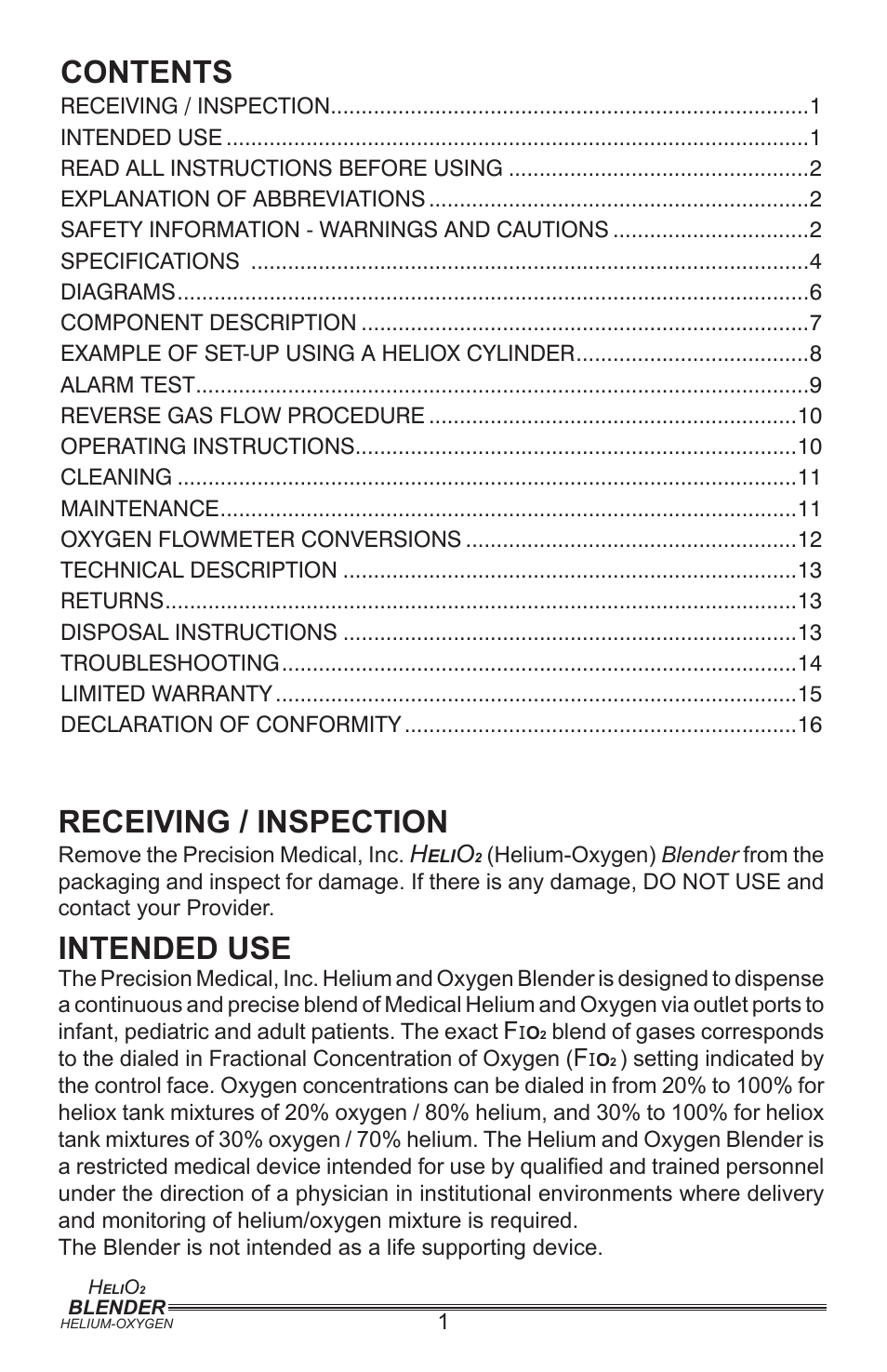 Precision Medical PM5400 Series User Manual | Page 2 / 17