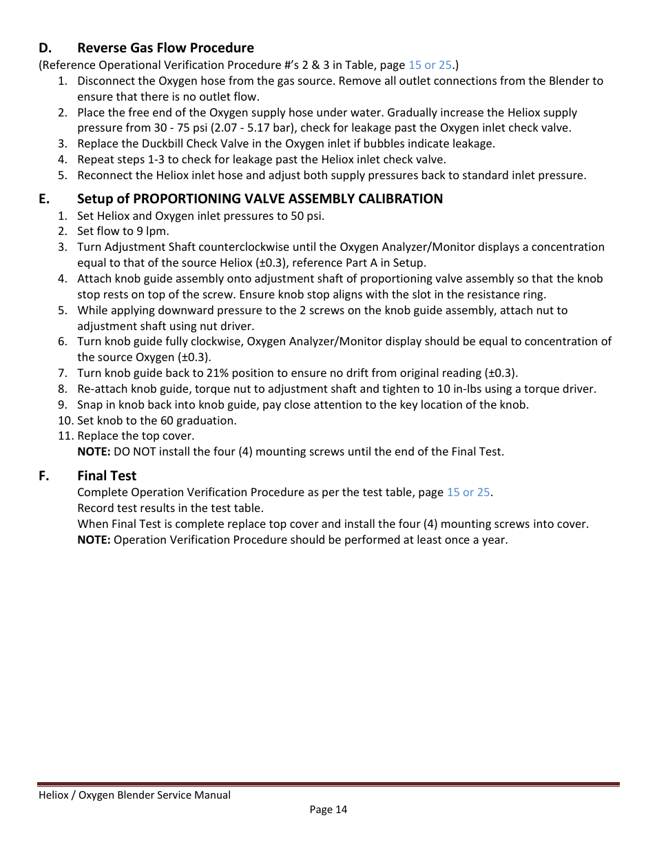 Precision Medical HeliO2 Blenders User Manual | Page 16 / 32
