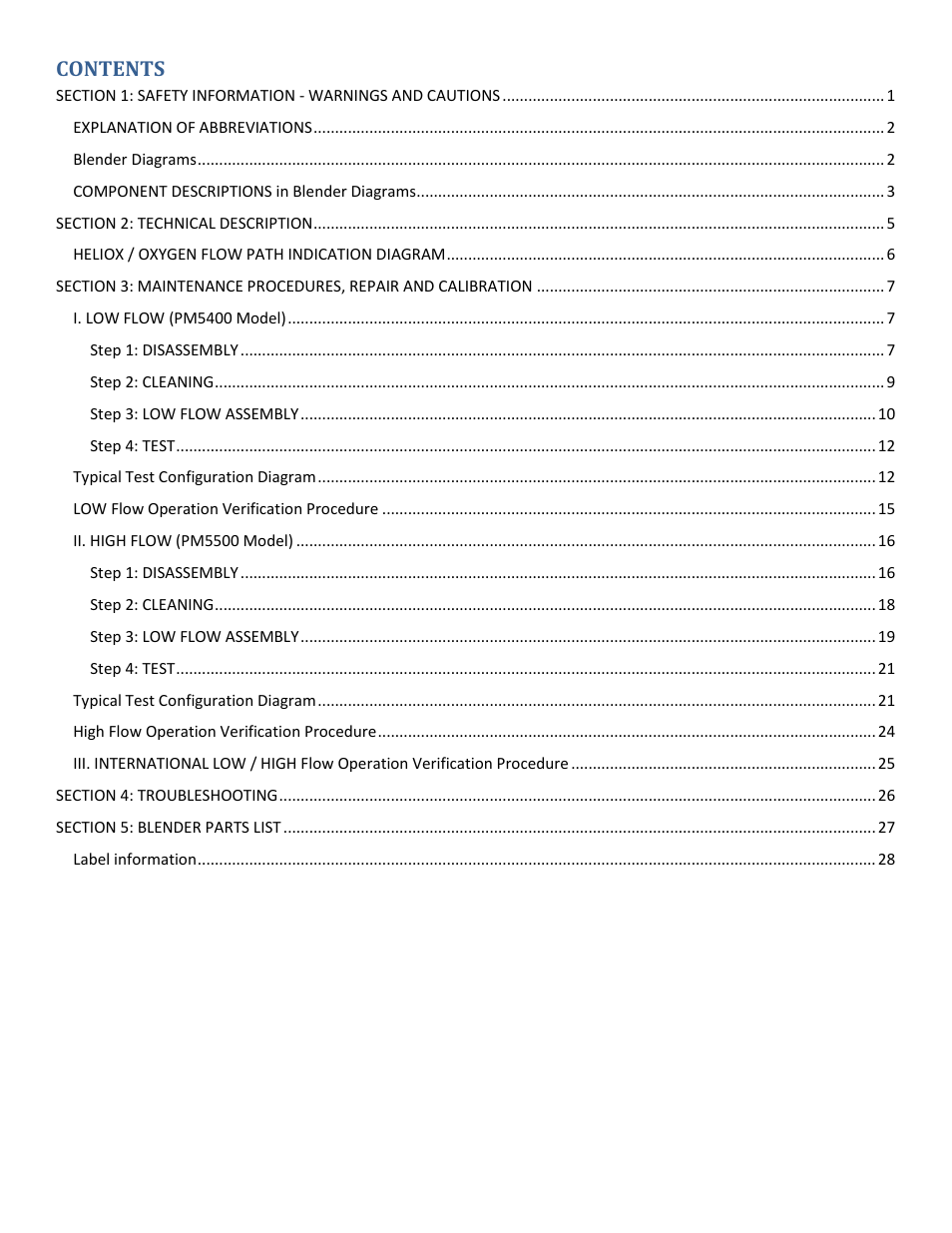 Precision Medical HeliO2 Blenders User Manual | Page 2 / 32