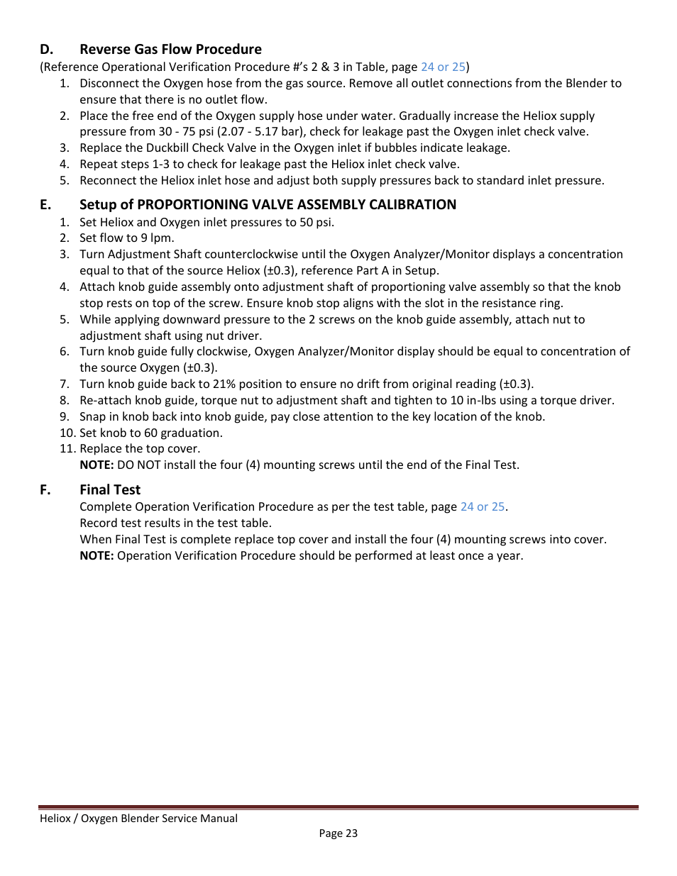 Precision Medical HeliO2 Blenders User Manual | Page 25 / 32