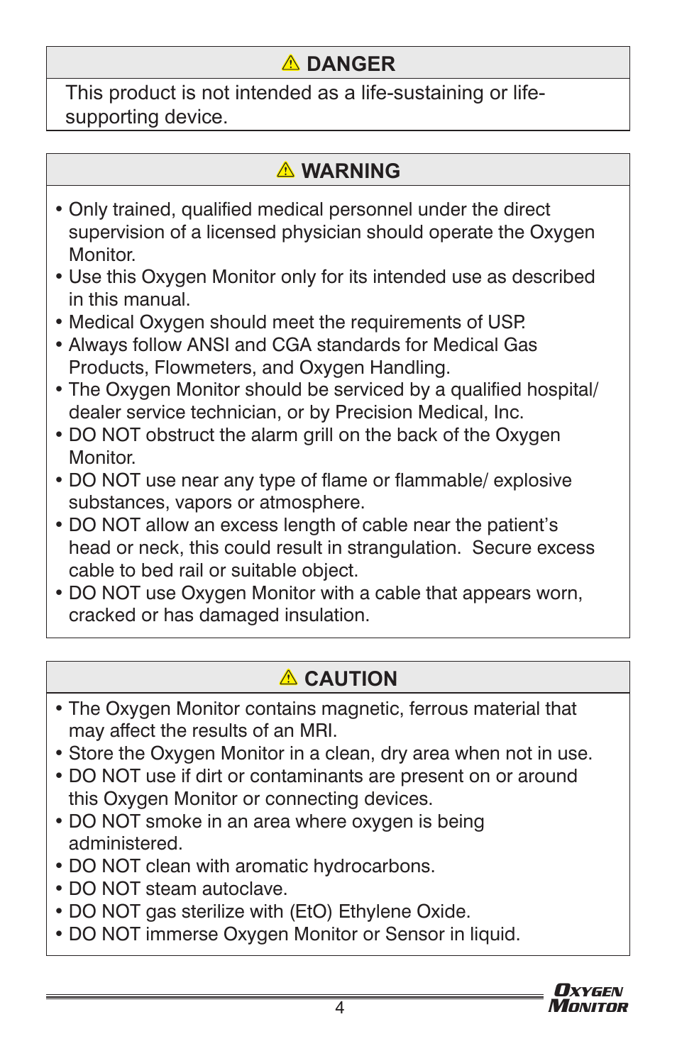 Precision Medical Oxygen Monitor User Manual | Page 5 / 20