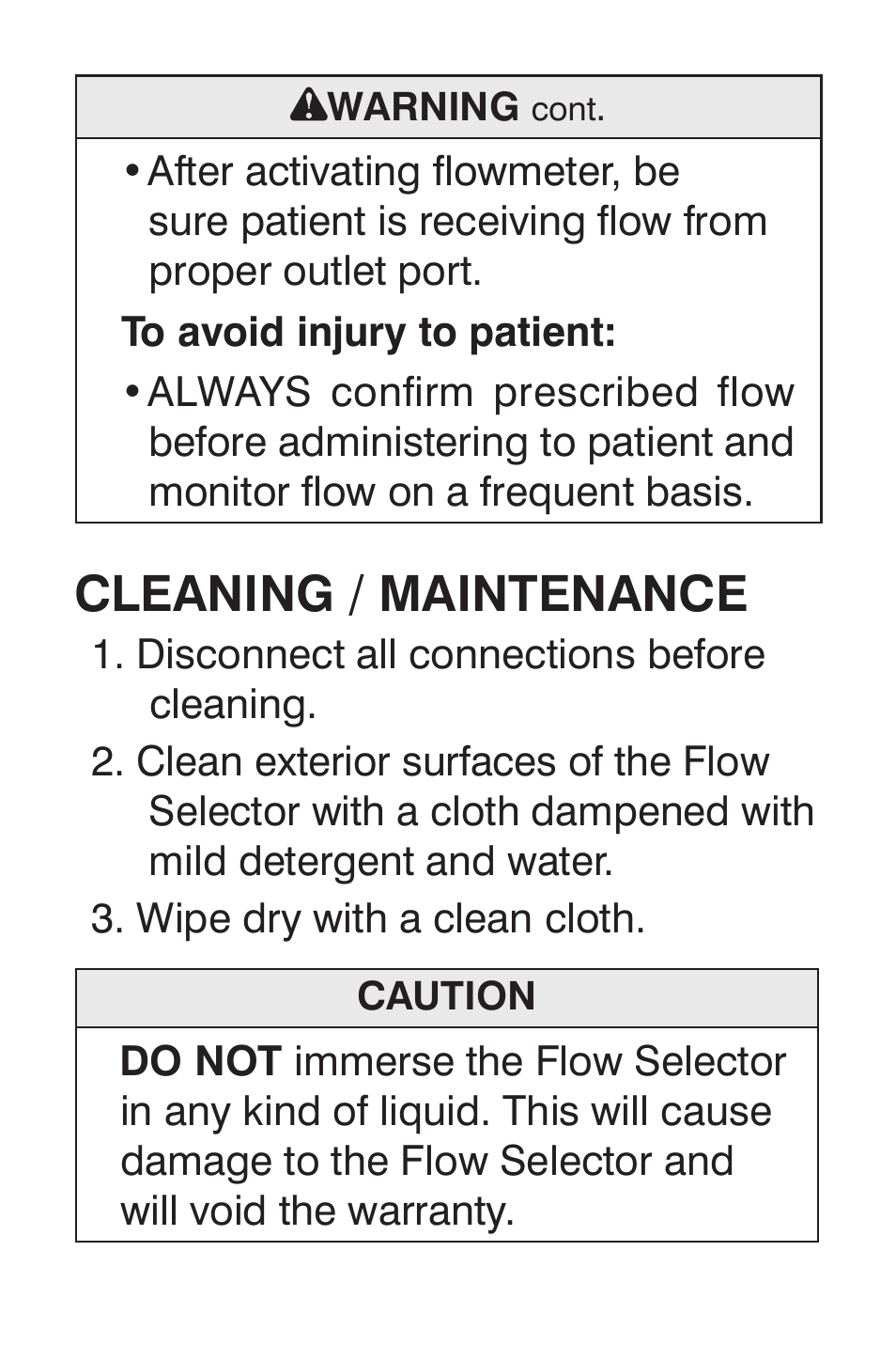 Cleaning / maintenance | Precision Medical Flow Selector User Manual | Page 11 / 15