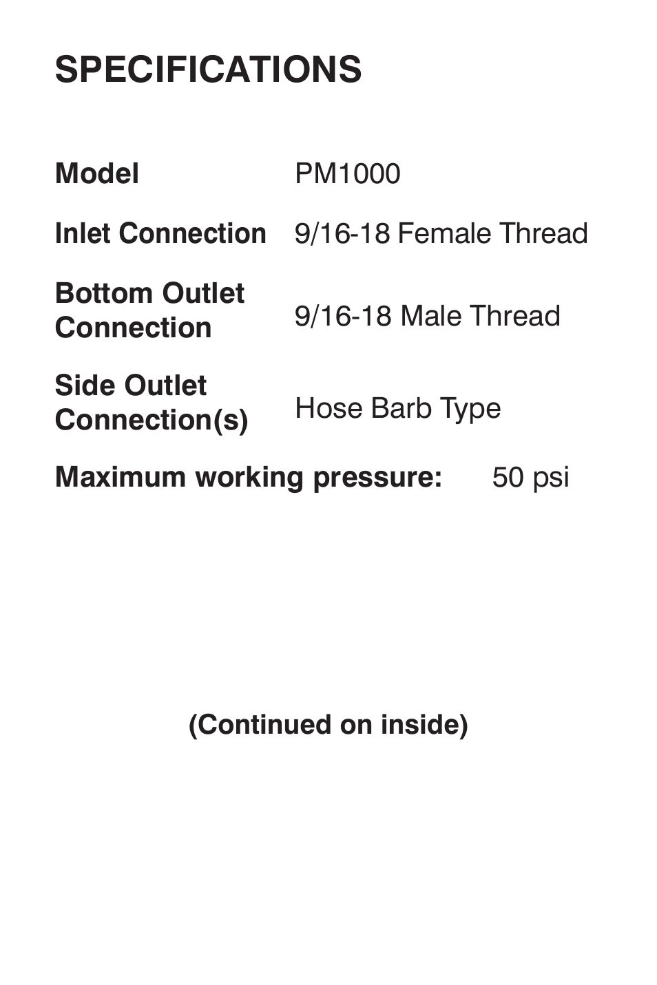 Specifications | Precision Medical Flow Selector User Manual | Page 7 / 15