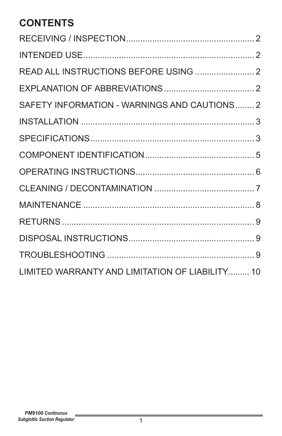 Precision Medical Continuous Subglottic Suction Regulator User Manual | Page 2 / 12