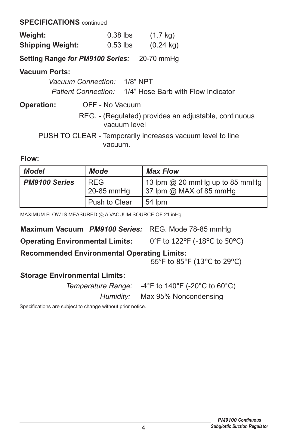 Precision Medical Continuous Subglottic Suction Regulator User Manual | Page 5 / 12