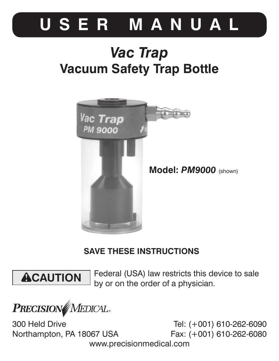 Precision Medical Vac Trap User Manual | 8 pages