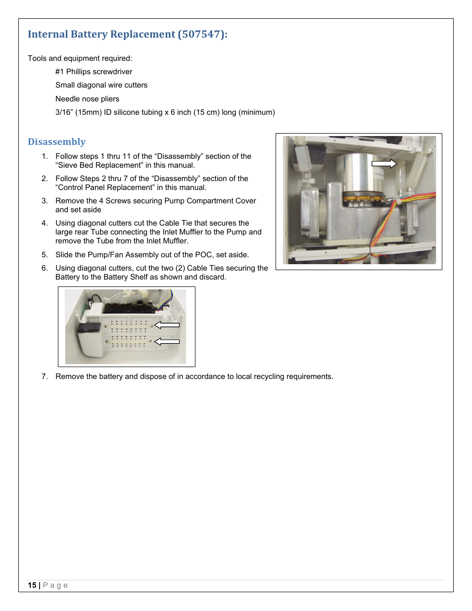 Disassembly | Precision Medical PM4150 EasyPulse Portable Oxygen Concentrator (POC) User Manual | Page 17 / 20