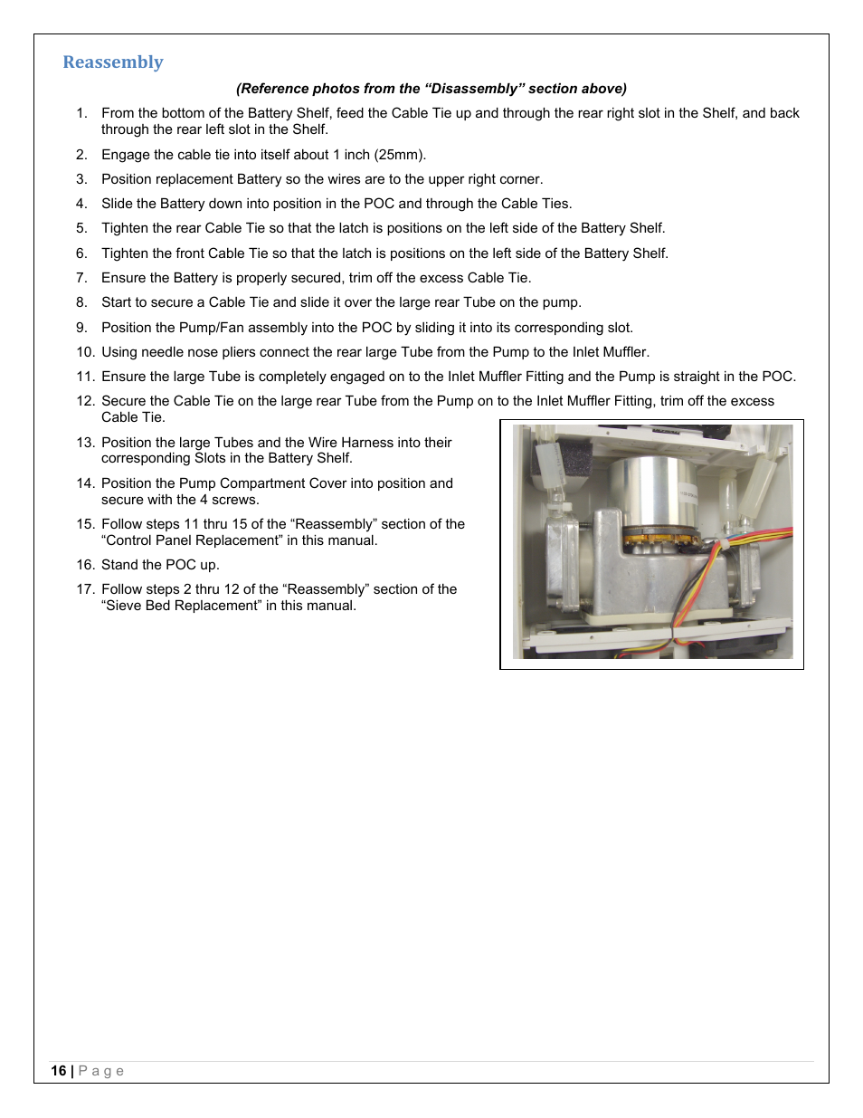 Reassembly | Precision Medical PM4150 EasyPulse Portable Oxygen Concentrator (POC) User Manual | Page 18 / 20