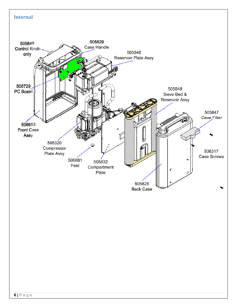 Internal | Precision Medical PM4150 EasyPulse Portable Oxygen Concentrator (POC) User Manual | Page 8 / 20