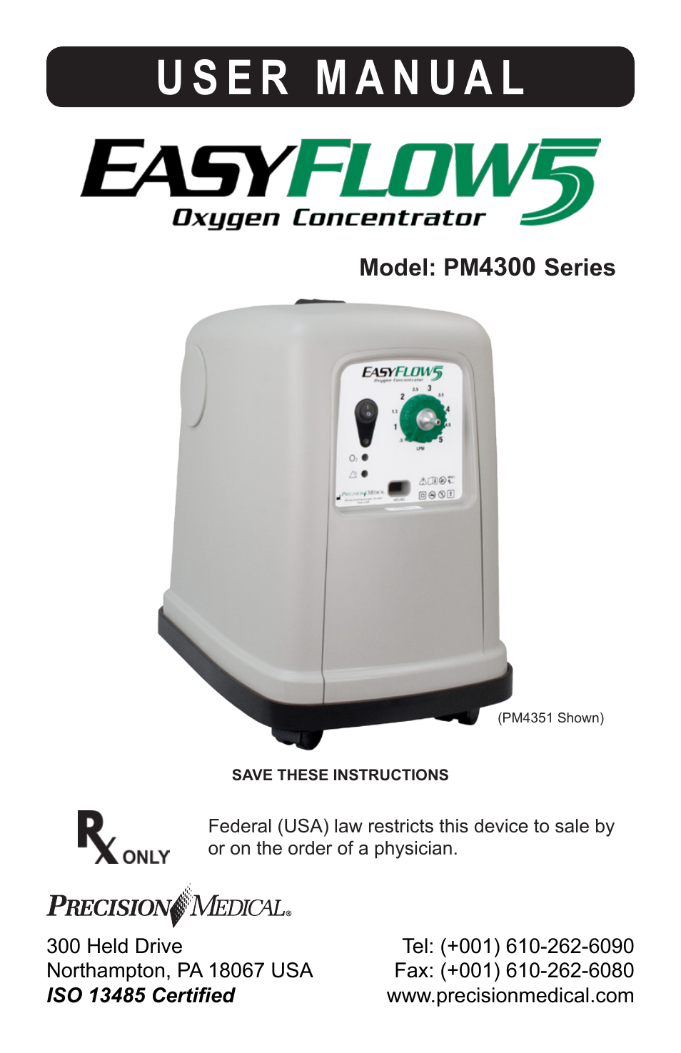 Precision Medical PM4351 EasyFlow5 User Manual | 12 pages